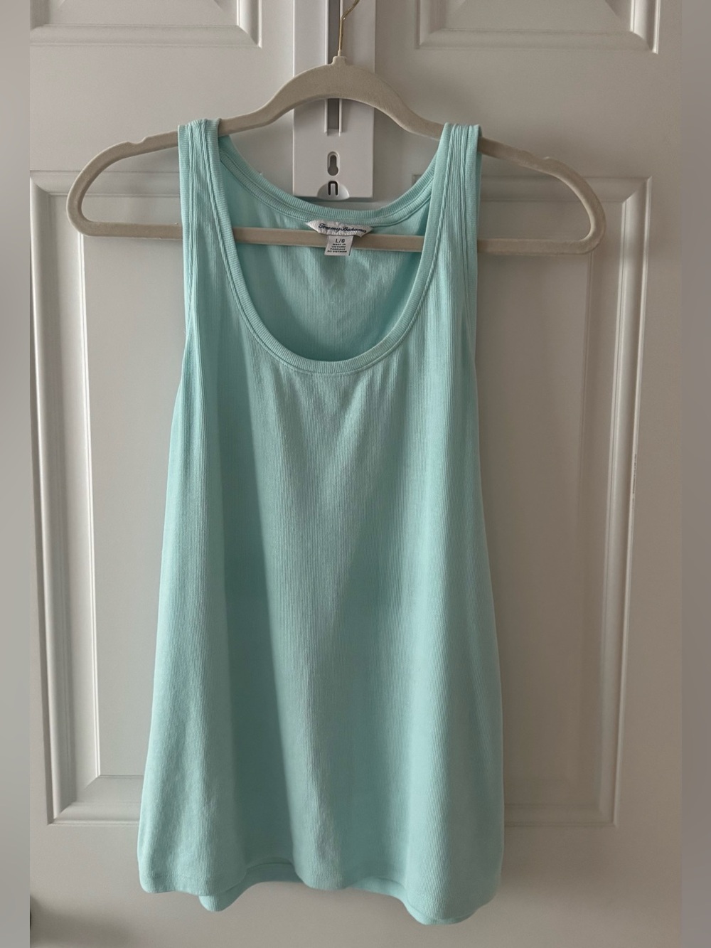 Tommy Bahama Ribbed Cotton Tank Top Light Aqua Size Large